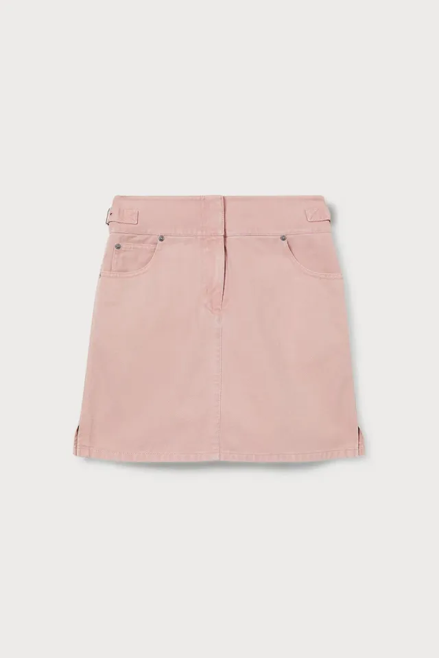 PORTS Powder-Pink gonna mini denim rosa vita alta