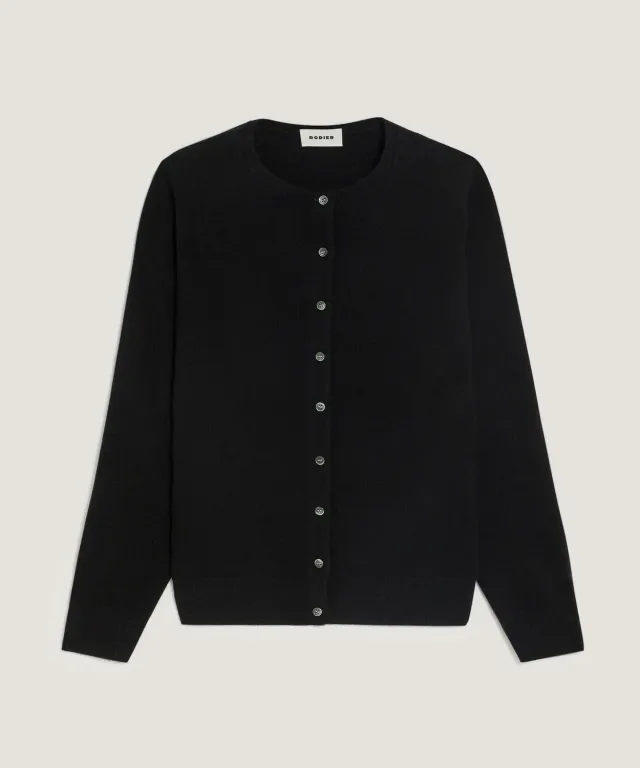 Rodier Cardigan in cashmere nero bottoni