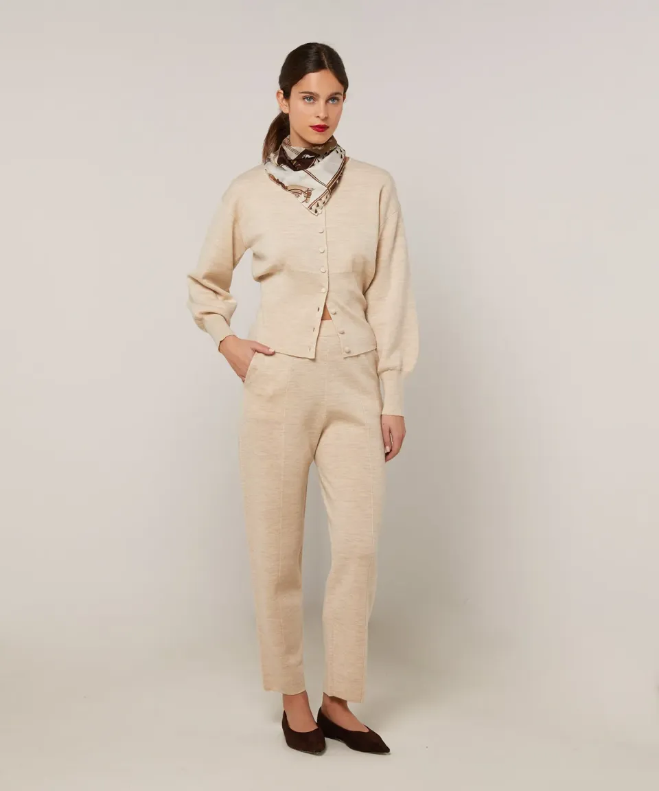 Rodier Pantaloni dritti lana Milano beige screziato