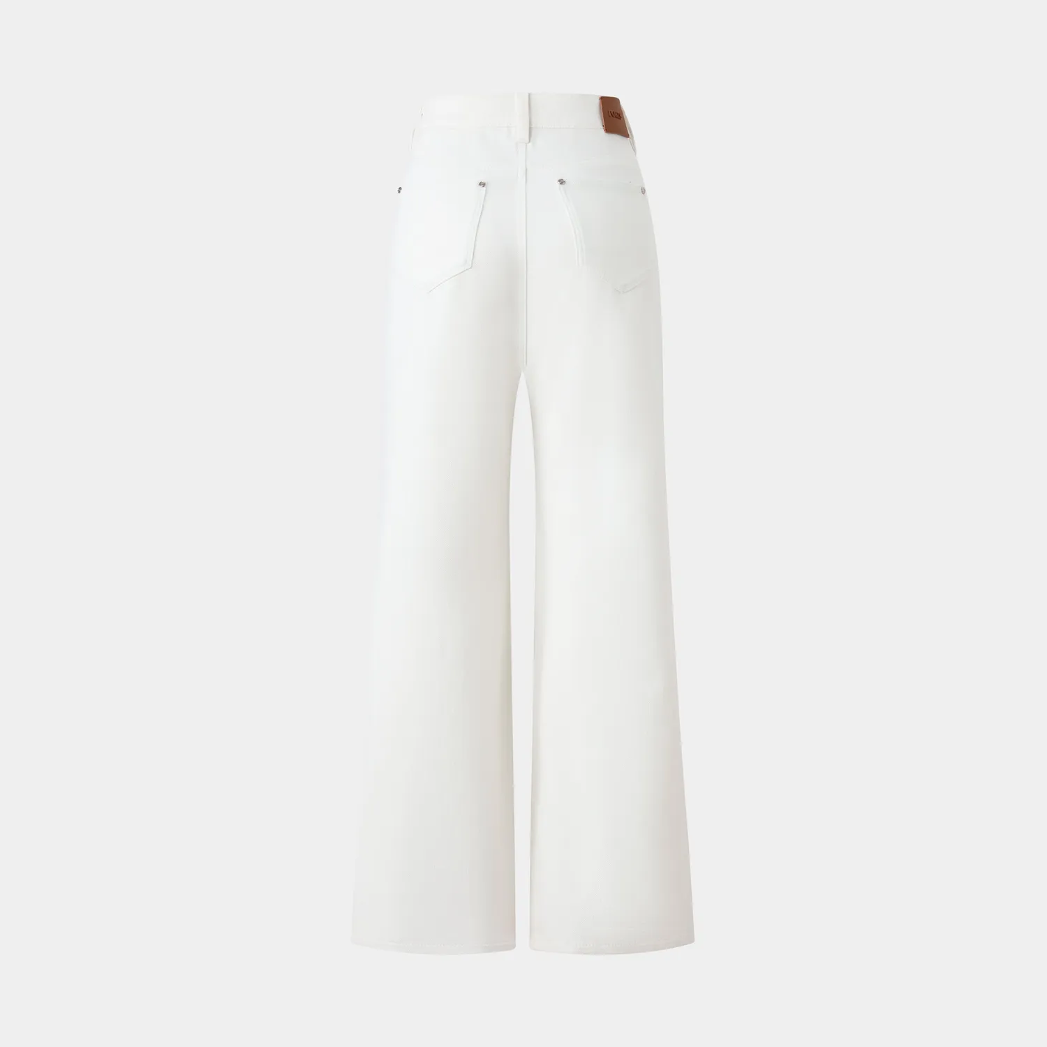 PORTS denim pantaloni gamba larga crema vita alta