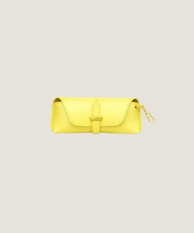 Rodier custodia occhiali pelle agnello giallo limone