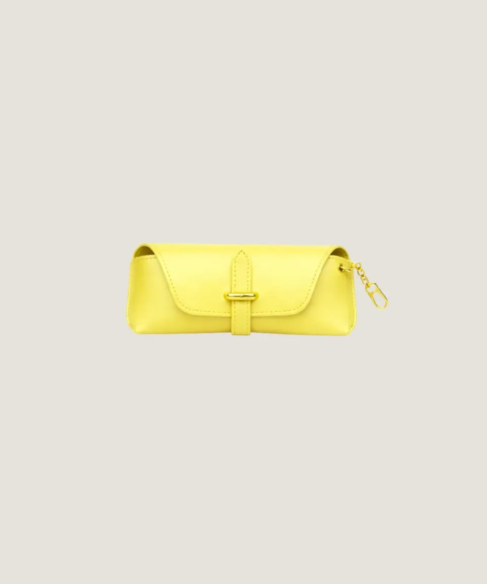 Rodier custodia occhiali pelle agnello giallo limone