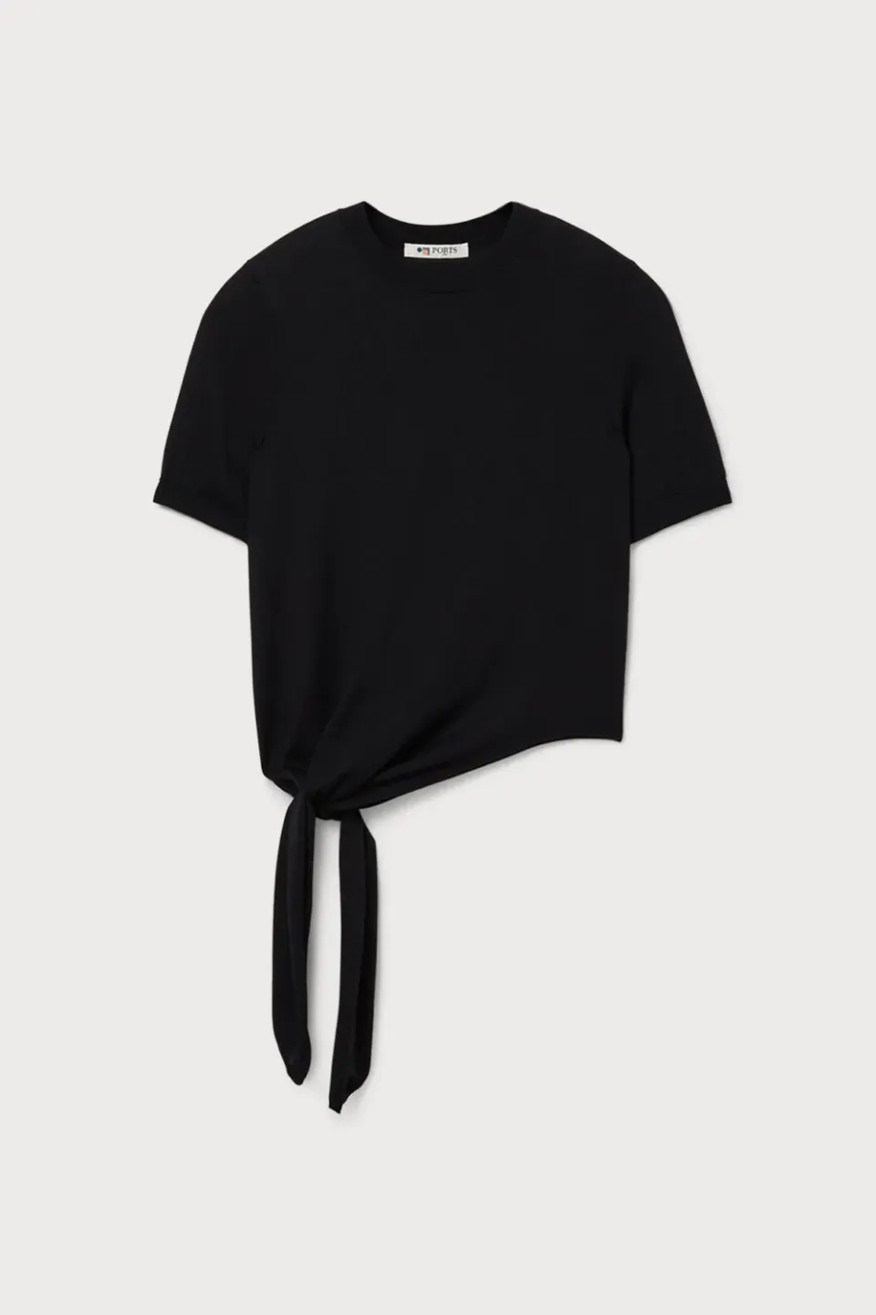 PORTS 1961 top lana seta nodo nero maniche corte