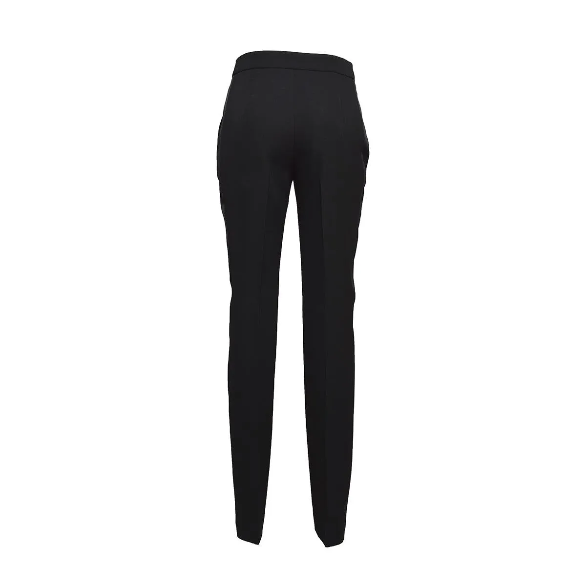 Moschino pantalone lana vergine nero banda satinata 40
