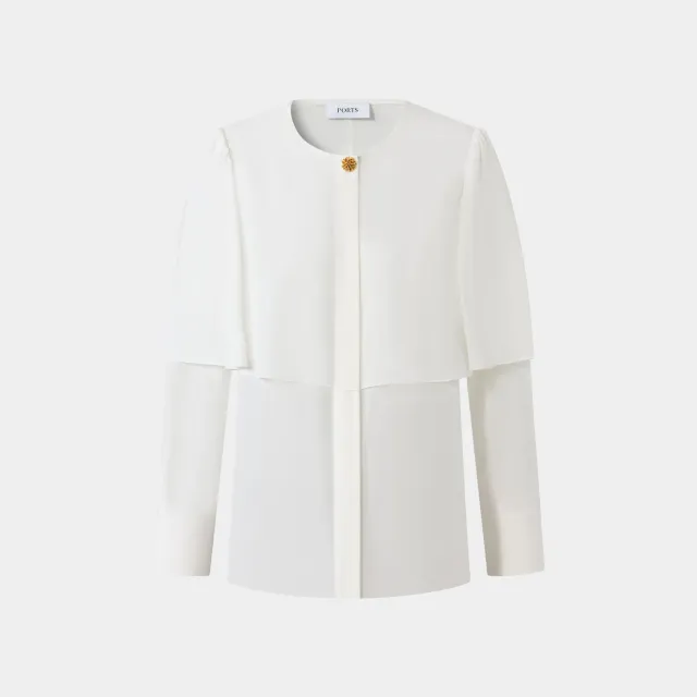 Ports FW25 White Cape Shirt camicia crema effetto mantella