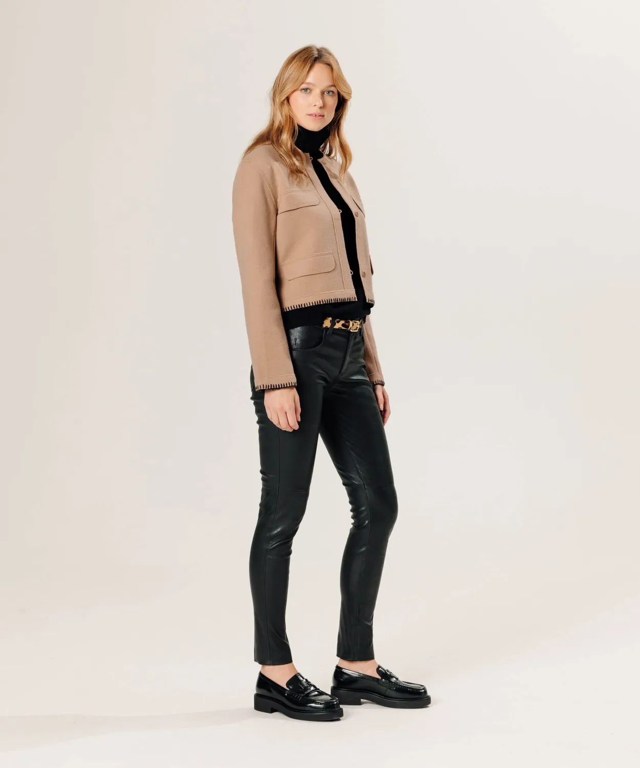 Rodier Pantaloni pelle elasticizzata slim nero