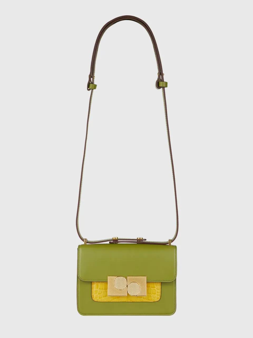 Ports Anika borsa box pelle verde giallo tracolla