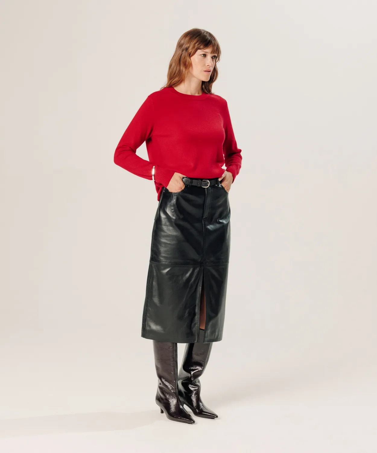 Rodier maglia girocollo cashmere 2 fili rosso
