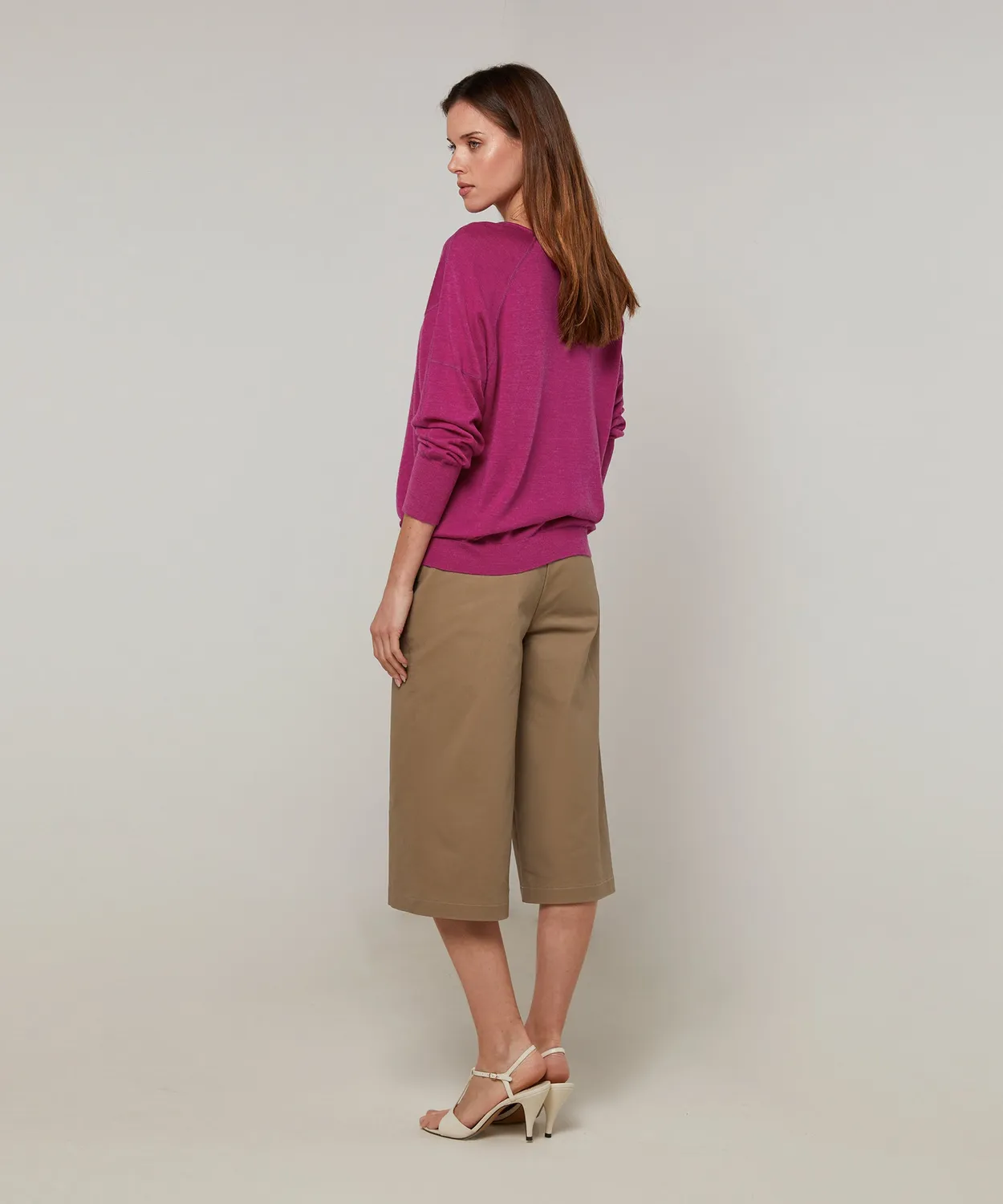 Rodier Maglione Oversize Scollo V Fucsia Maglia Fine