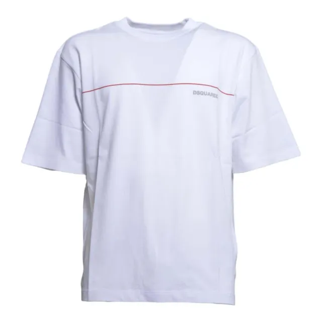Dsquared2 S71GD1653D20033 T-Shirt Bianca Uomo Loose Fit Cotone