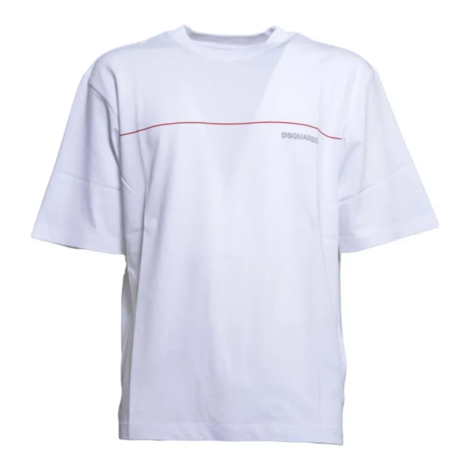 Dsquared2 S71GD1653D20033 T-Shirt Bianca Uomo Loose Fit Cotone
