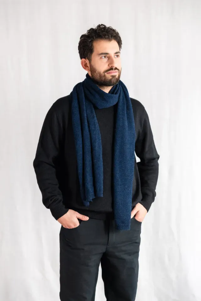 Jyoti Baby Alpaca Paracas sciarpa blu navy calda
