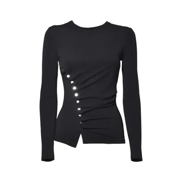 Rabanne 24AJTO708VI0386 top nero maniche lunghe viscosa
