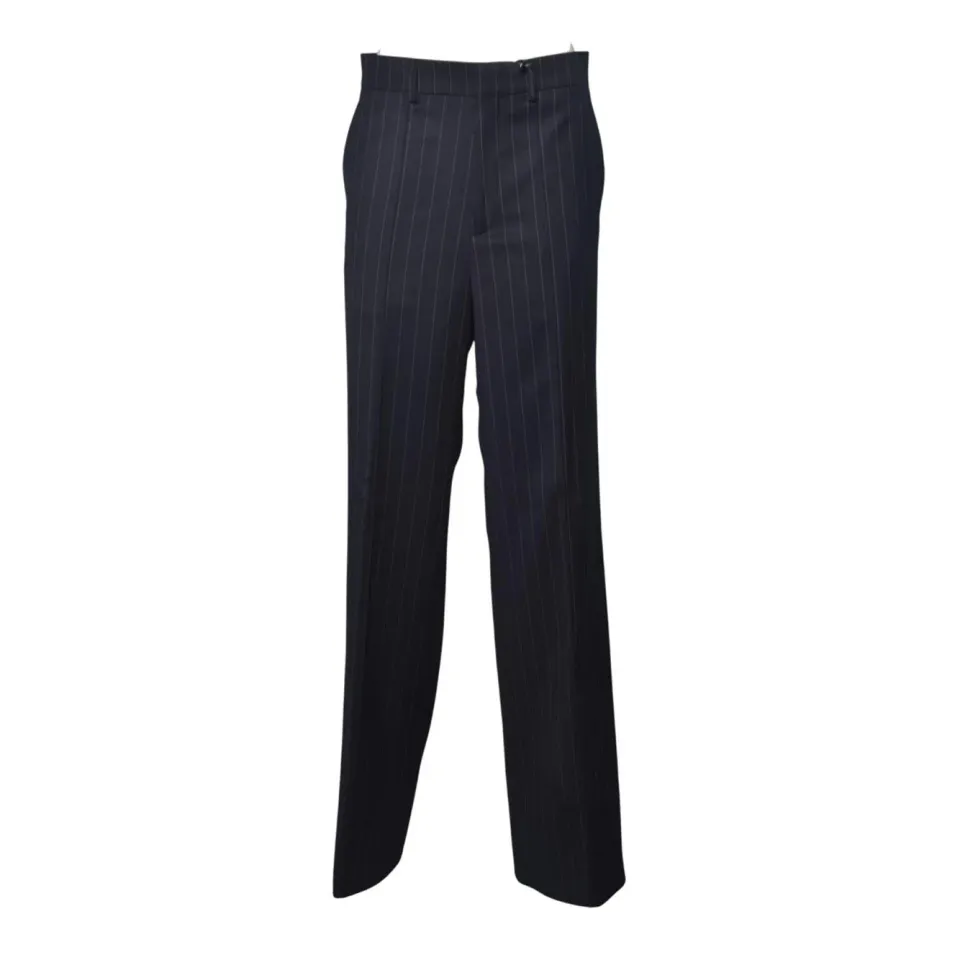 Nine Minutes 26FWNPN0003 pantaloni gessati blu fresco lana