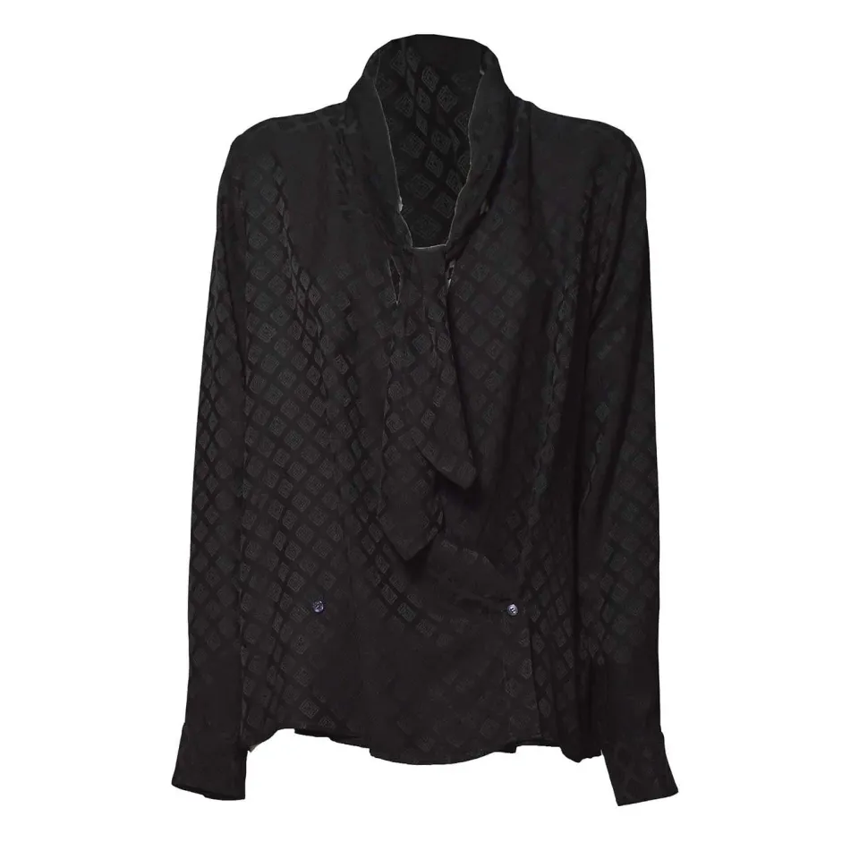 Etro WRIA003699TJ142 camicia seta nera foulard jacquard