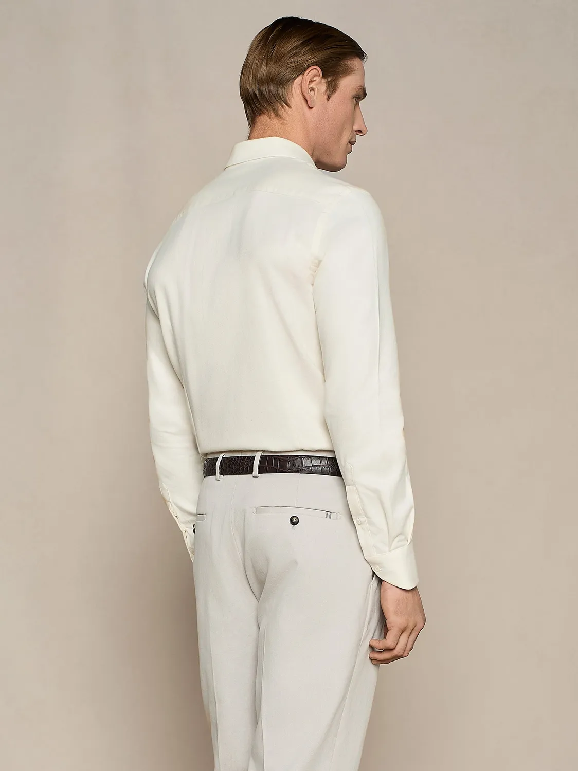 Paul Taylor camicia flanella diagonale bianco regular fit