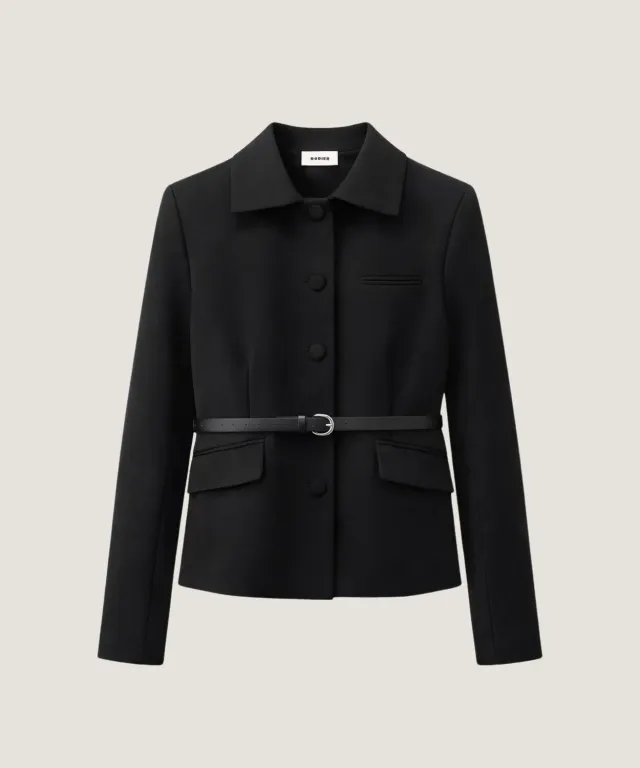 Rodier Giacca corta cintura nera collo camicia