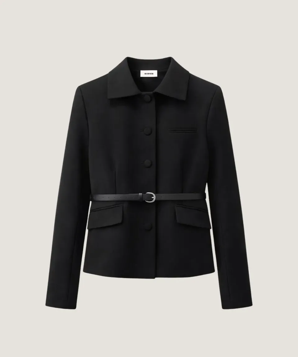 Rodier Giacca corta cintura nera collo camicia