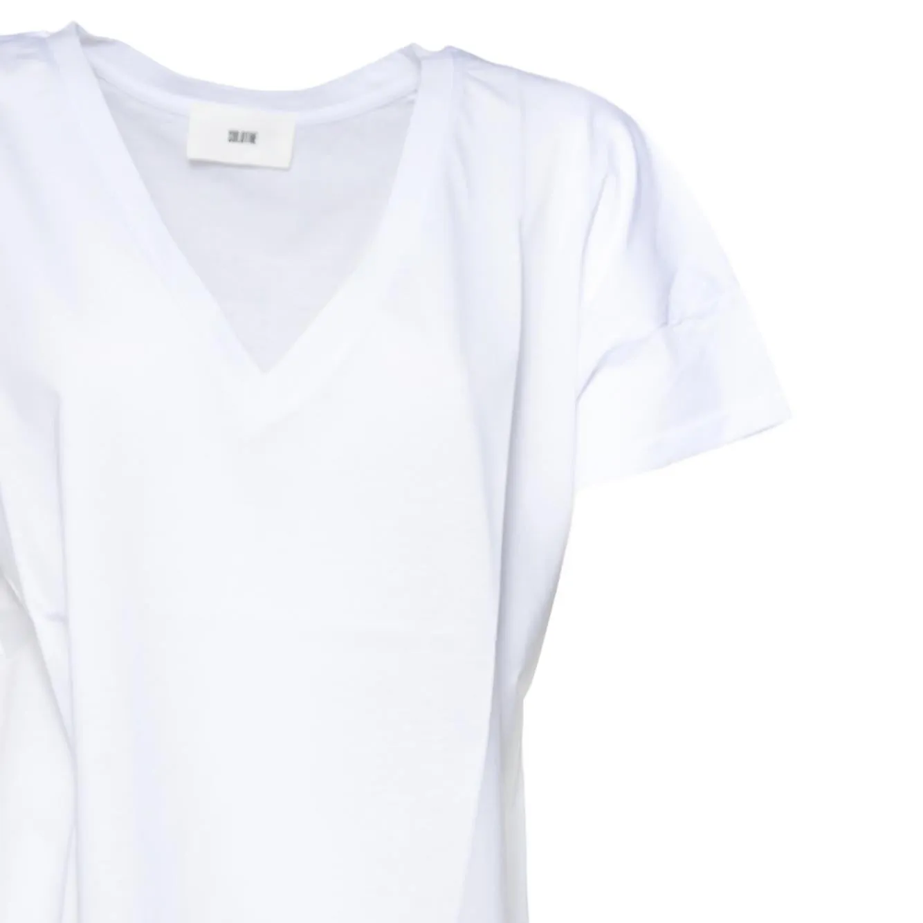 Solotre M1D0167 t-shirt bianca cotone scollo V