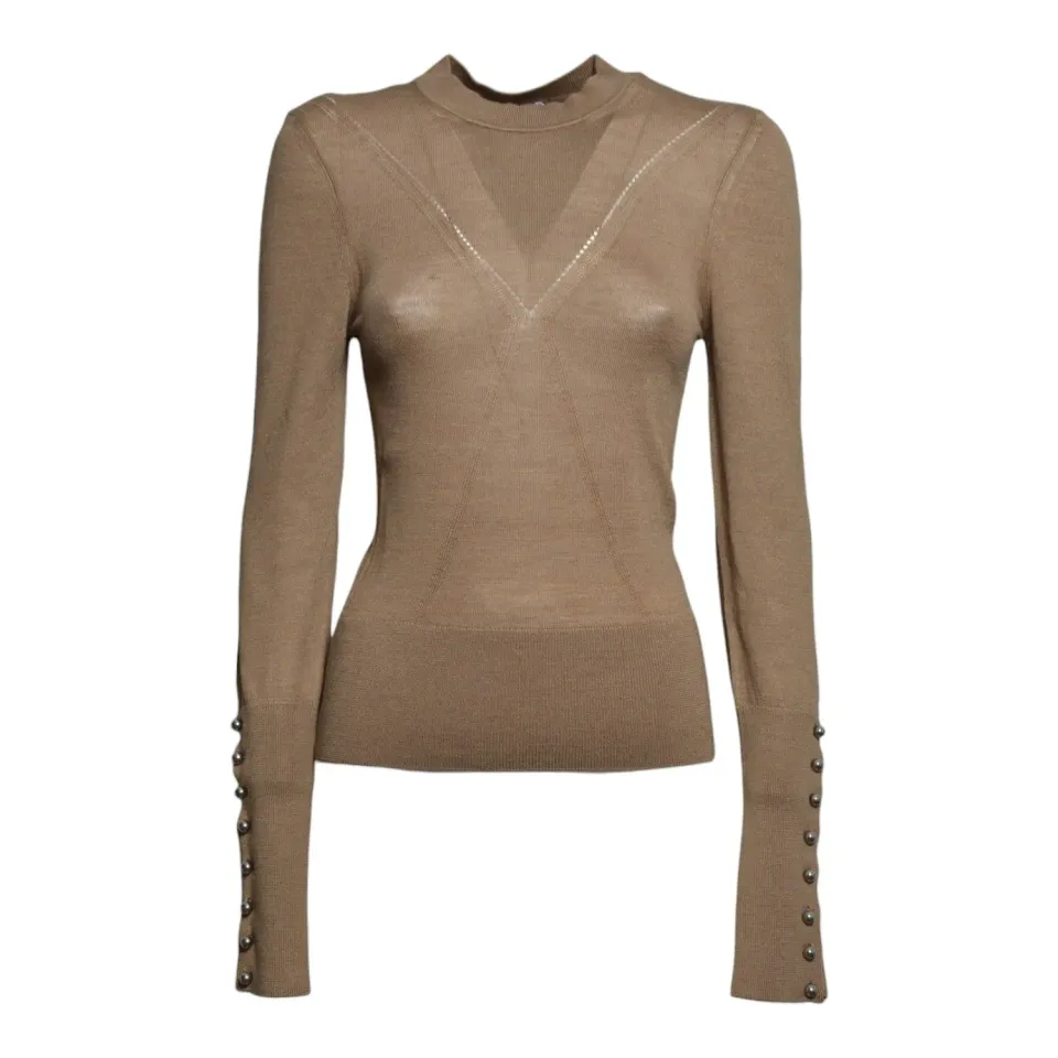 Rabanne 26AMPU095ML0624P830 cardigan cammello lana