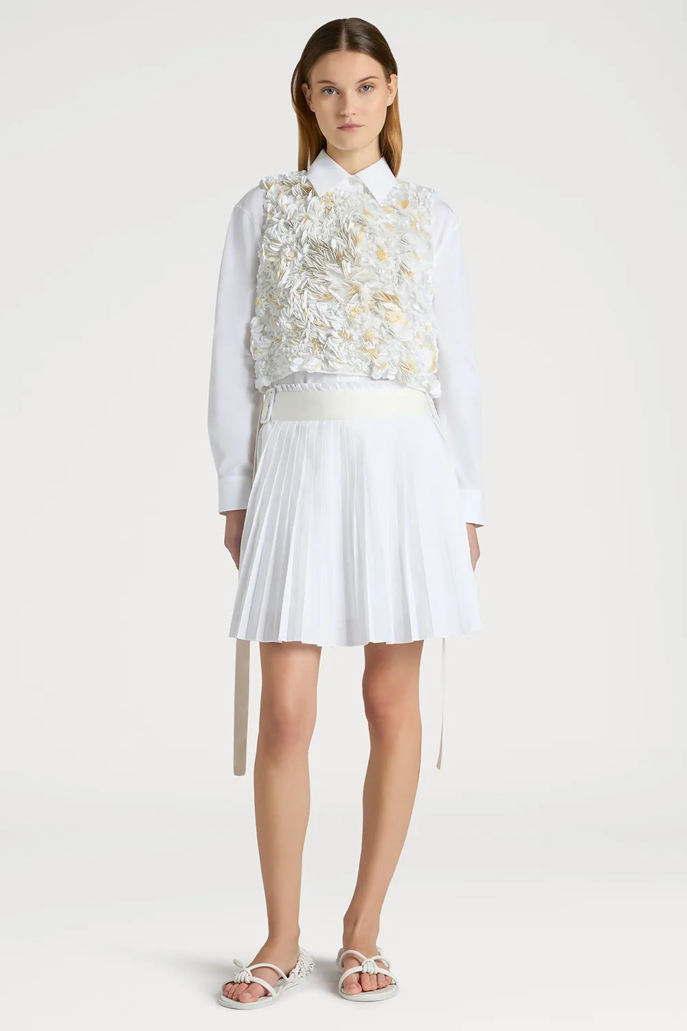 PORTS Glimmer top floreale bianco cropped