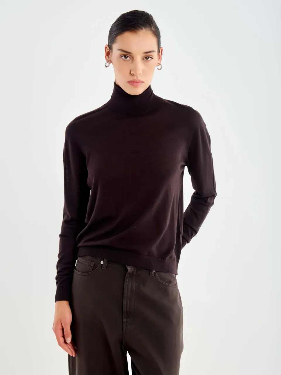 Vicolo Dolcevita Merinos Collo Alto Maglia Moro 100% Lana