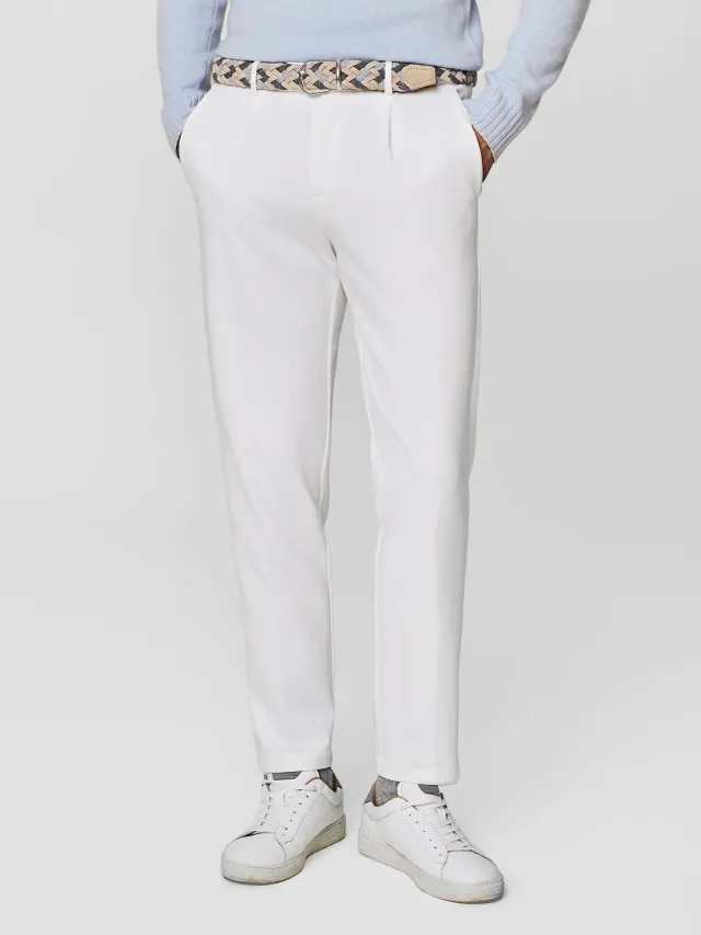 Paul Taylor pantalone jersey cavallery stretch bianco