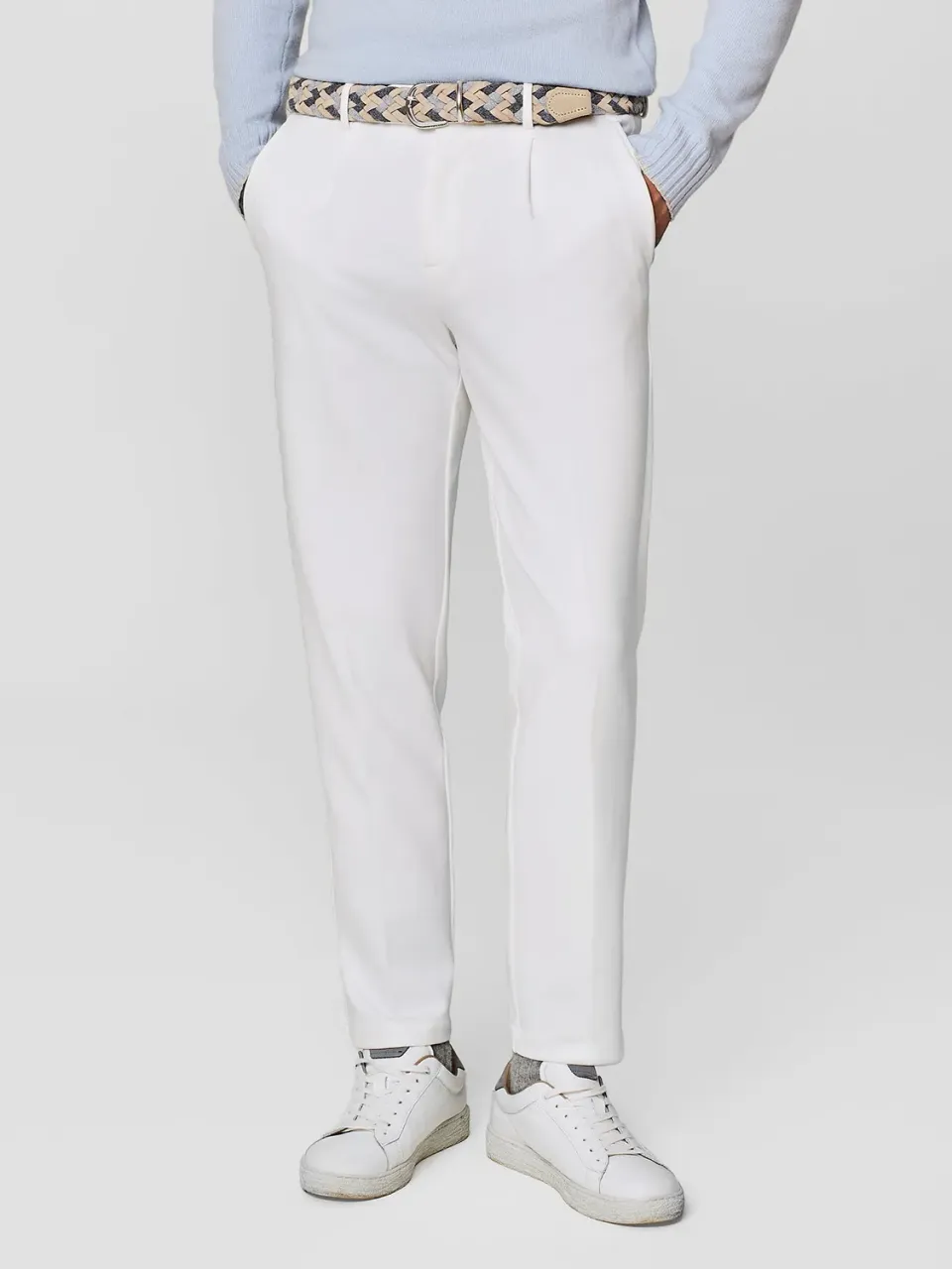 Paul Taylor pantalone jersey cavallery stretch bianco