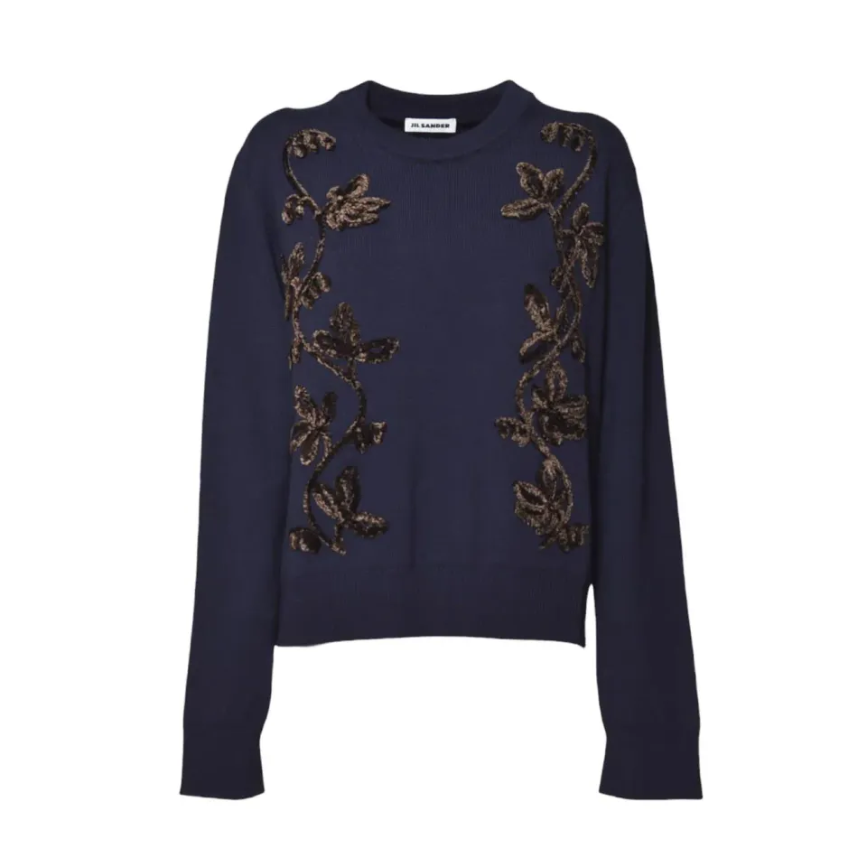 Jil Sander J02GP0220J14802 jumper blu fiori 40