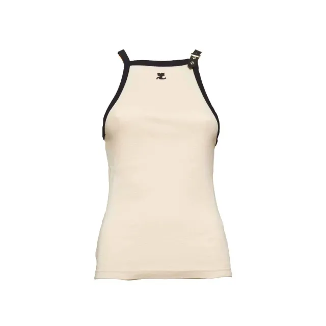 Courregès 124JDE067JS0070 canotta beige cotone slim