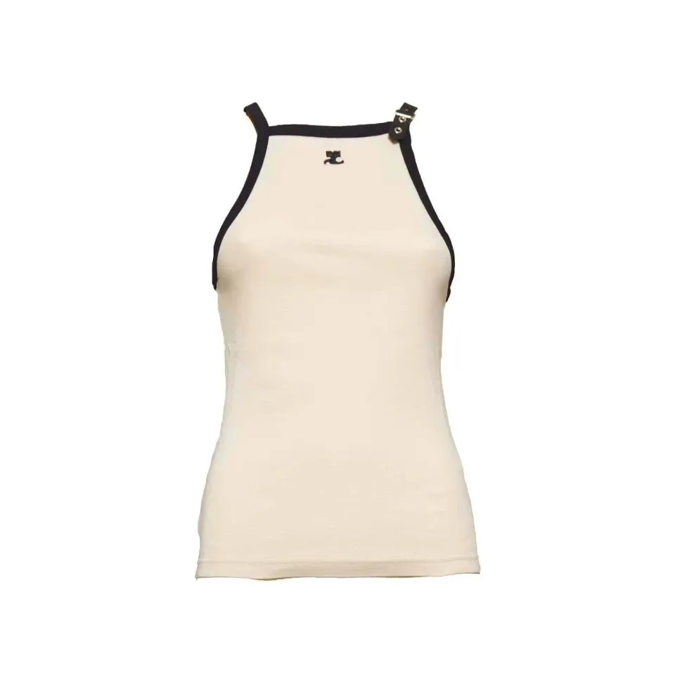 Courregès 124JDE067JS0070 canotta beige cotone slim