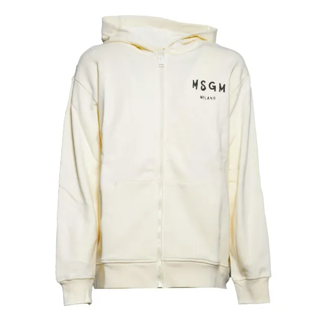 MSGM Junior S6MSJUZH065 felpa zip crema cotone
