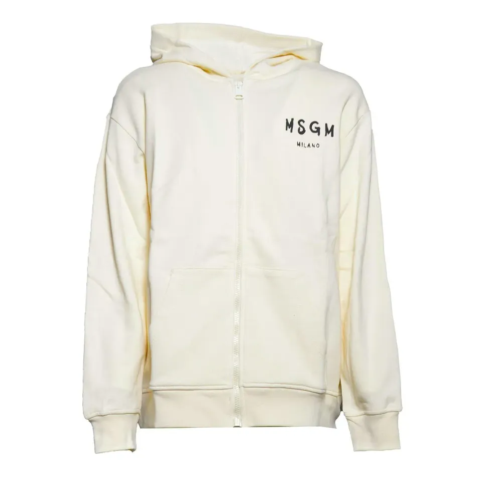 MSGM Junior S6MSJUZH065 felpa zip crema cotone