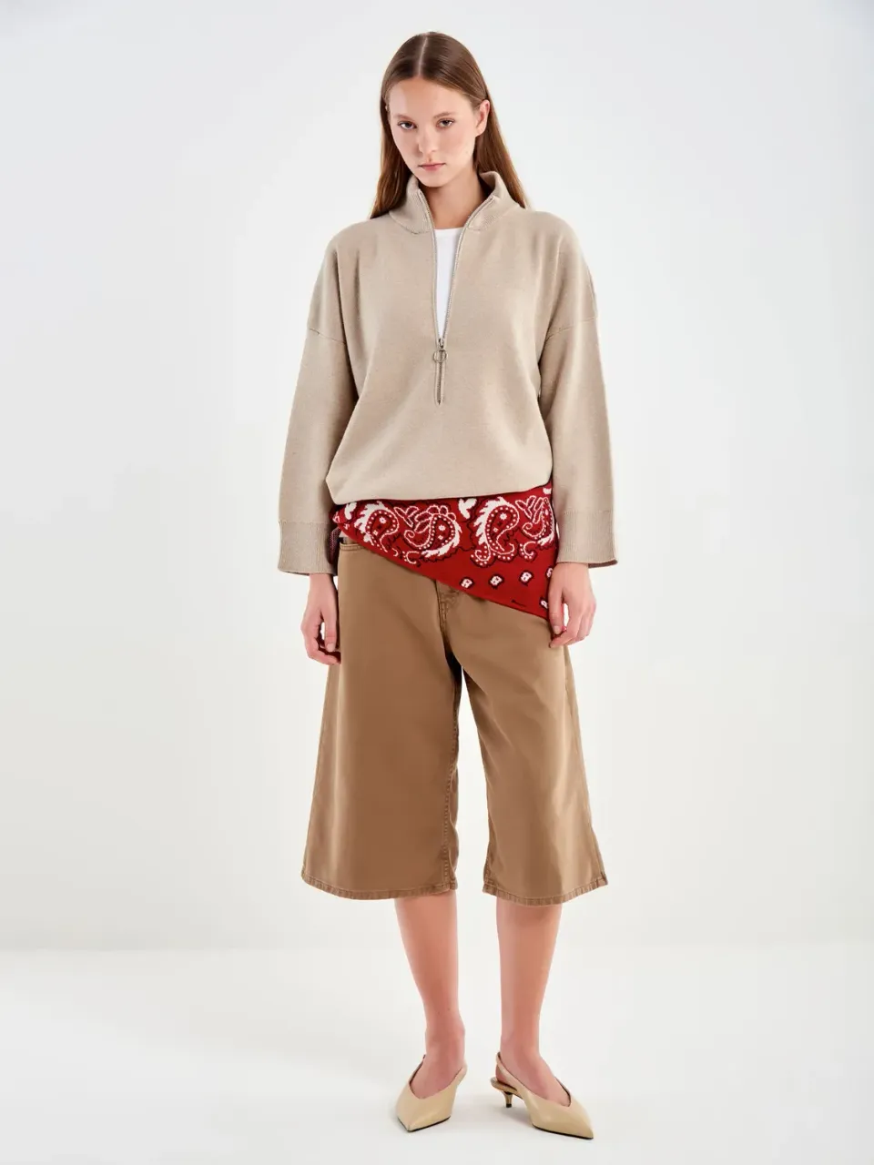 Vicolo Pull Camionneur maglia beige Unica misto lana