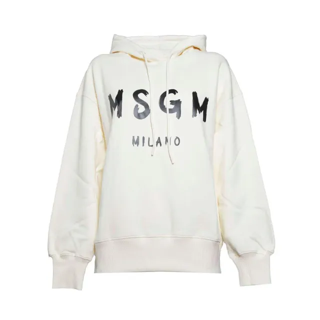 MSGM 2000MDM515200001 felpa cappuccio panna logo pennello