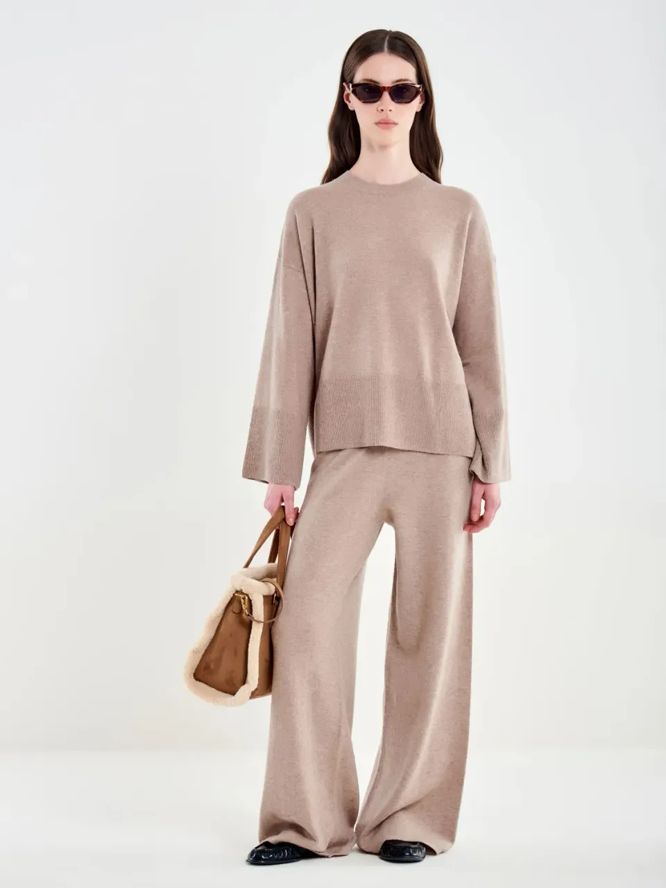 Vicolo Pantalone Jogger in Lana beige taglie S-M lana