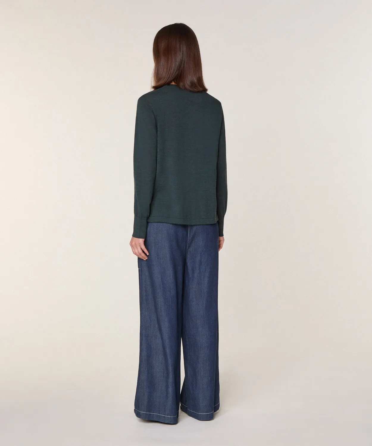Rodier Maglione Tunisino Verde Grigio Lana Merino Oro