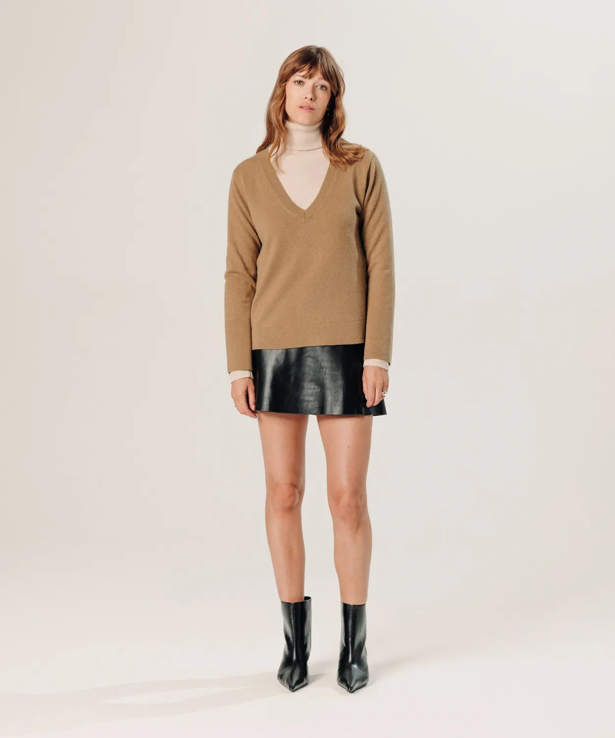 Rodier maglione cashmere V cammello donna