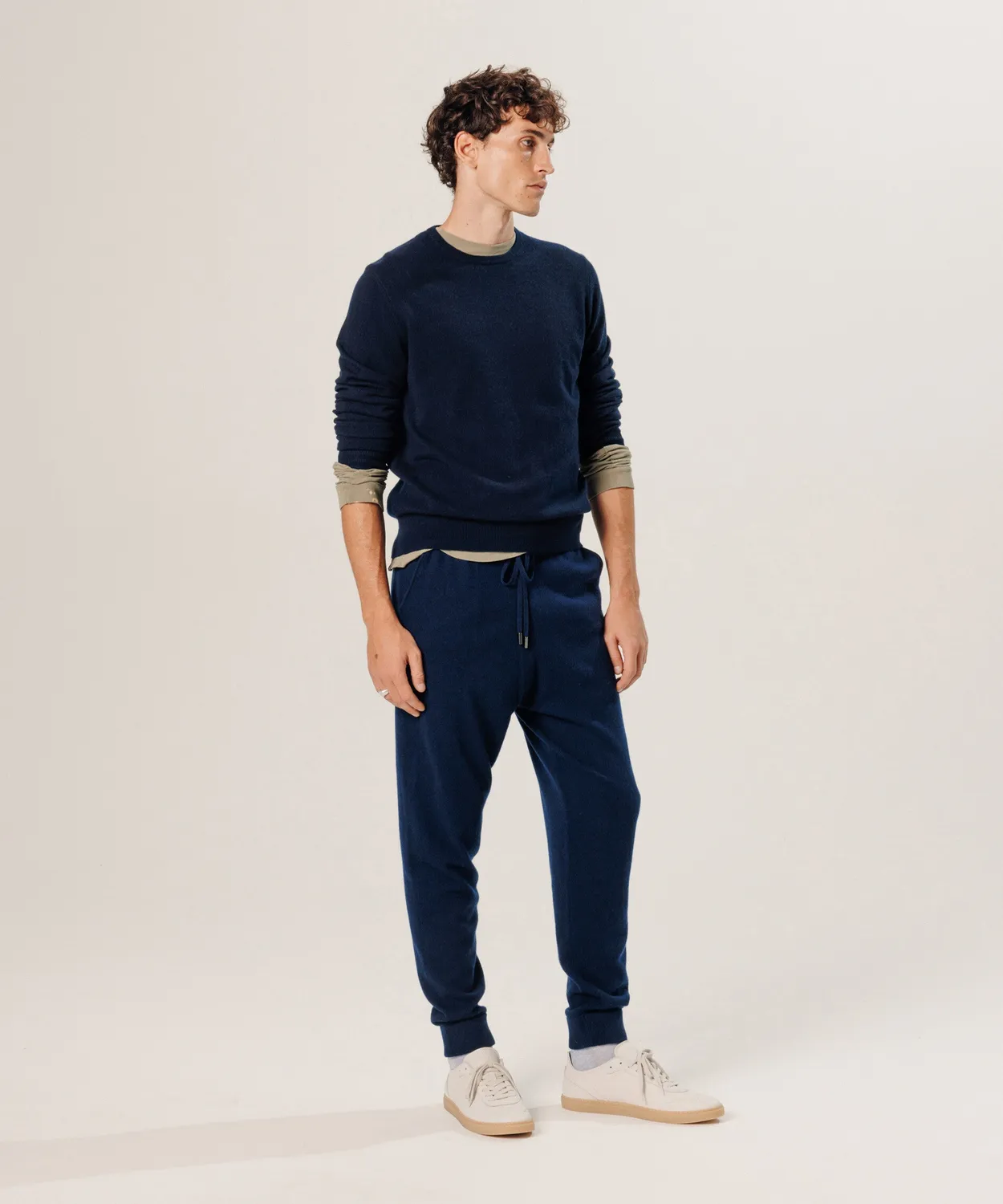 Rodier maglione girocollo in cashmere 2 fili blu notte