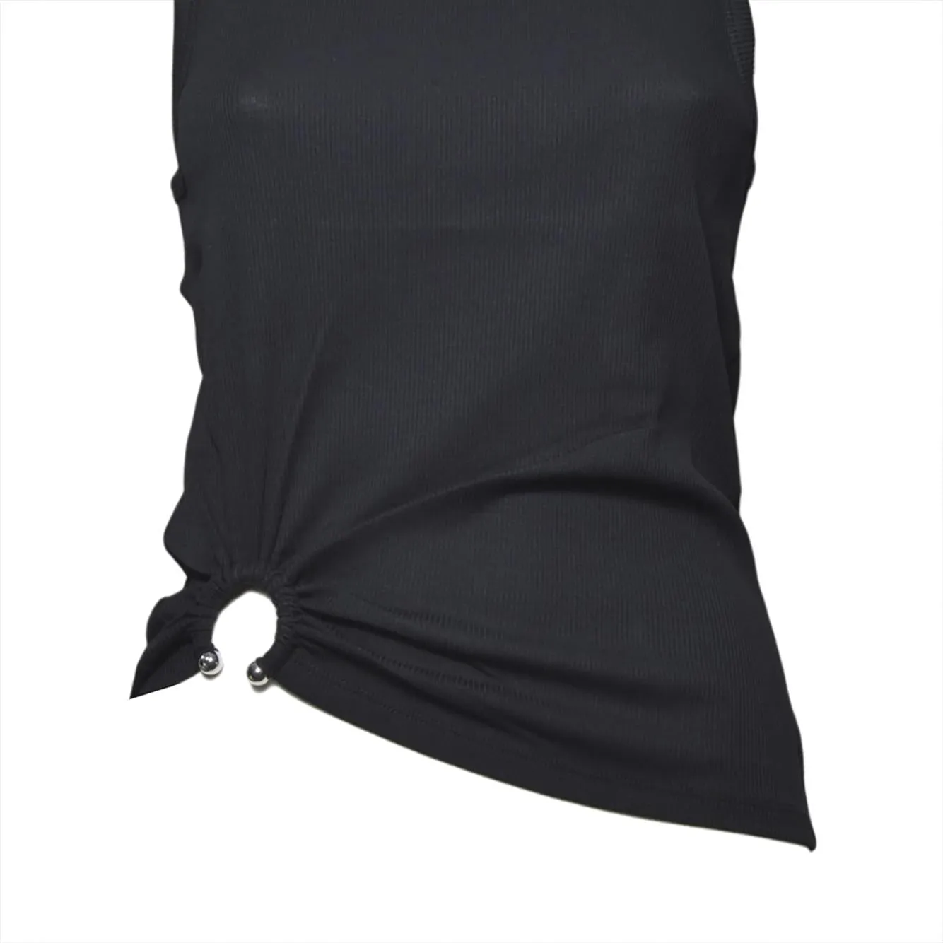 Rabanne 24FJTE165CO0530 canotta nera cotone elasticizzato
