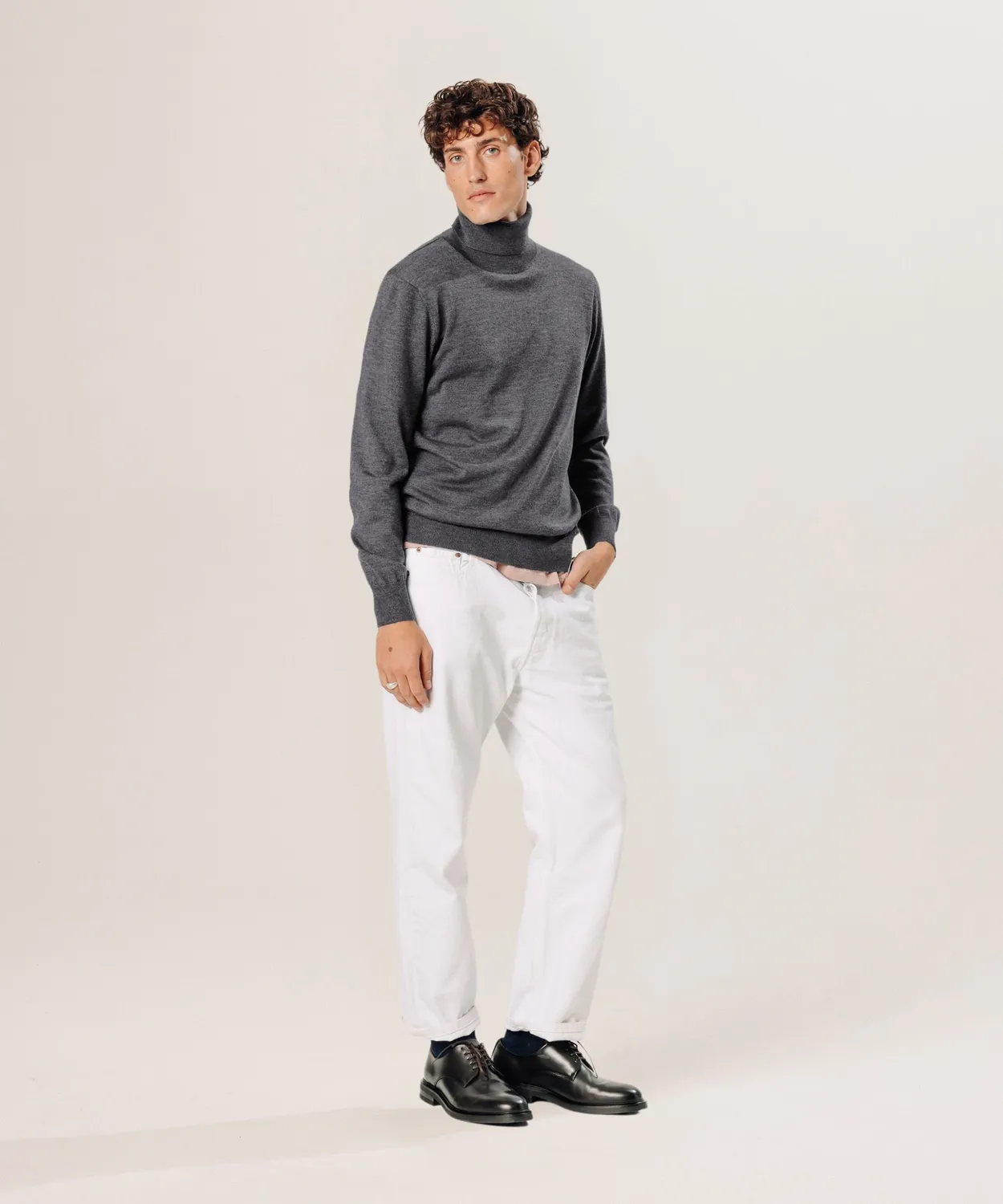 Rodier maglione dolcevita lana merino grigio scuro Ante L