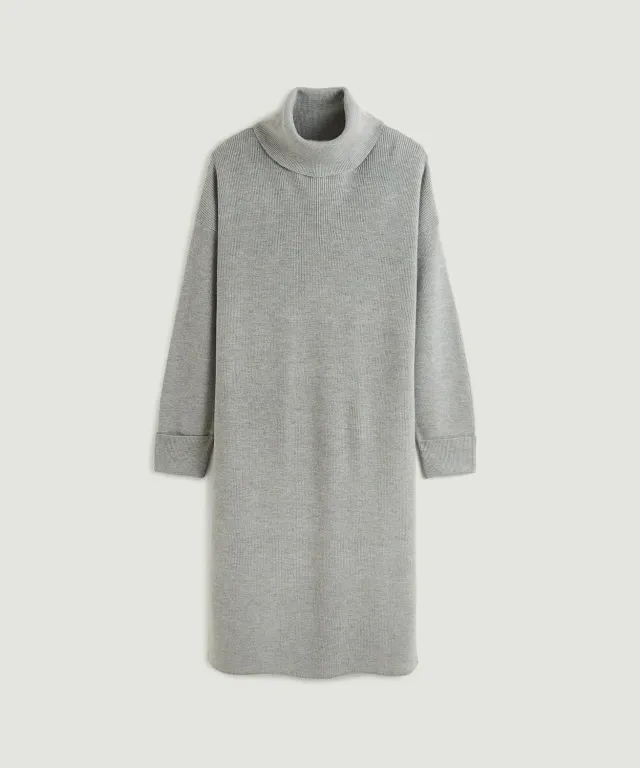 Rodier abito maglia collo alto ampio grigio medio