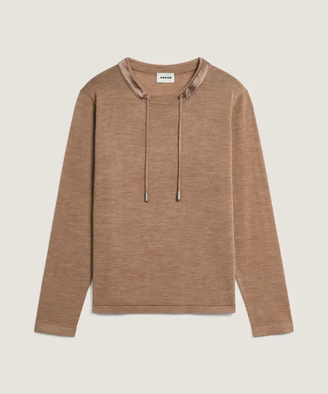 Rodier pullover girocollo lana merino beige ficelle