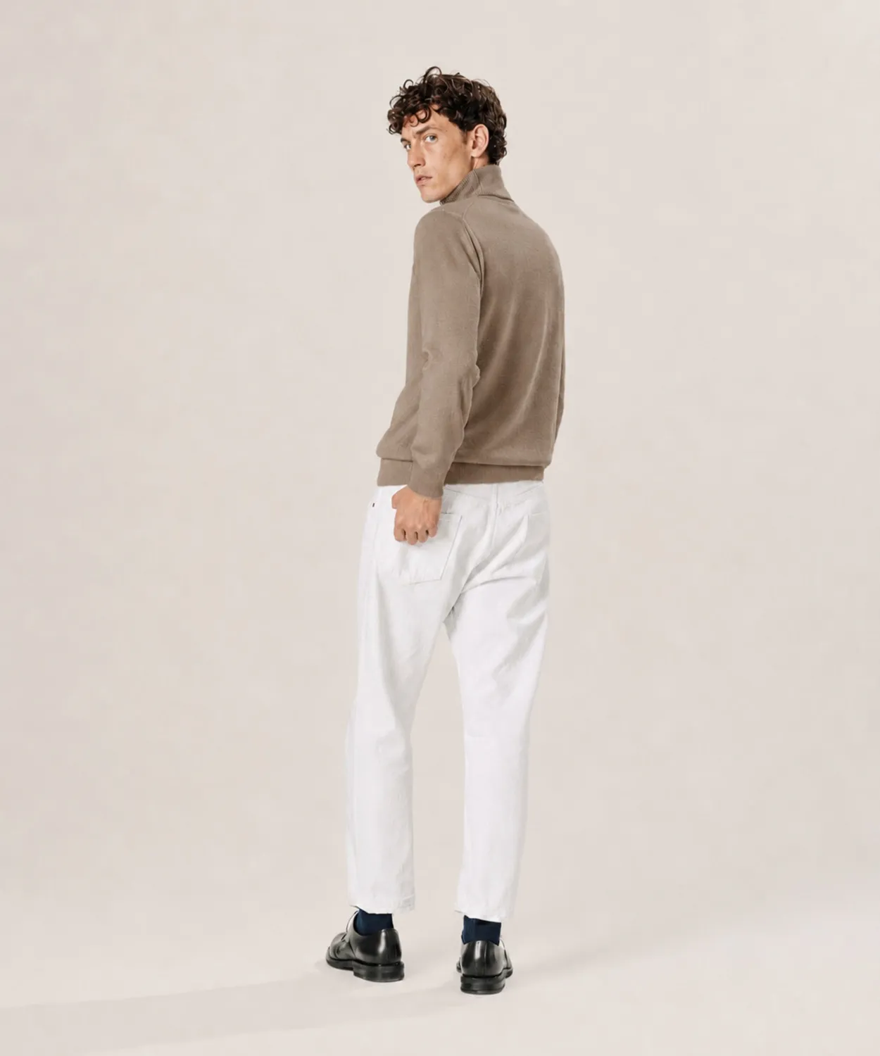 Rodier Maglione Dolcevita in Lana Merino Beige Scuro