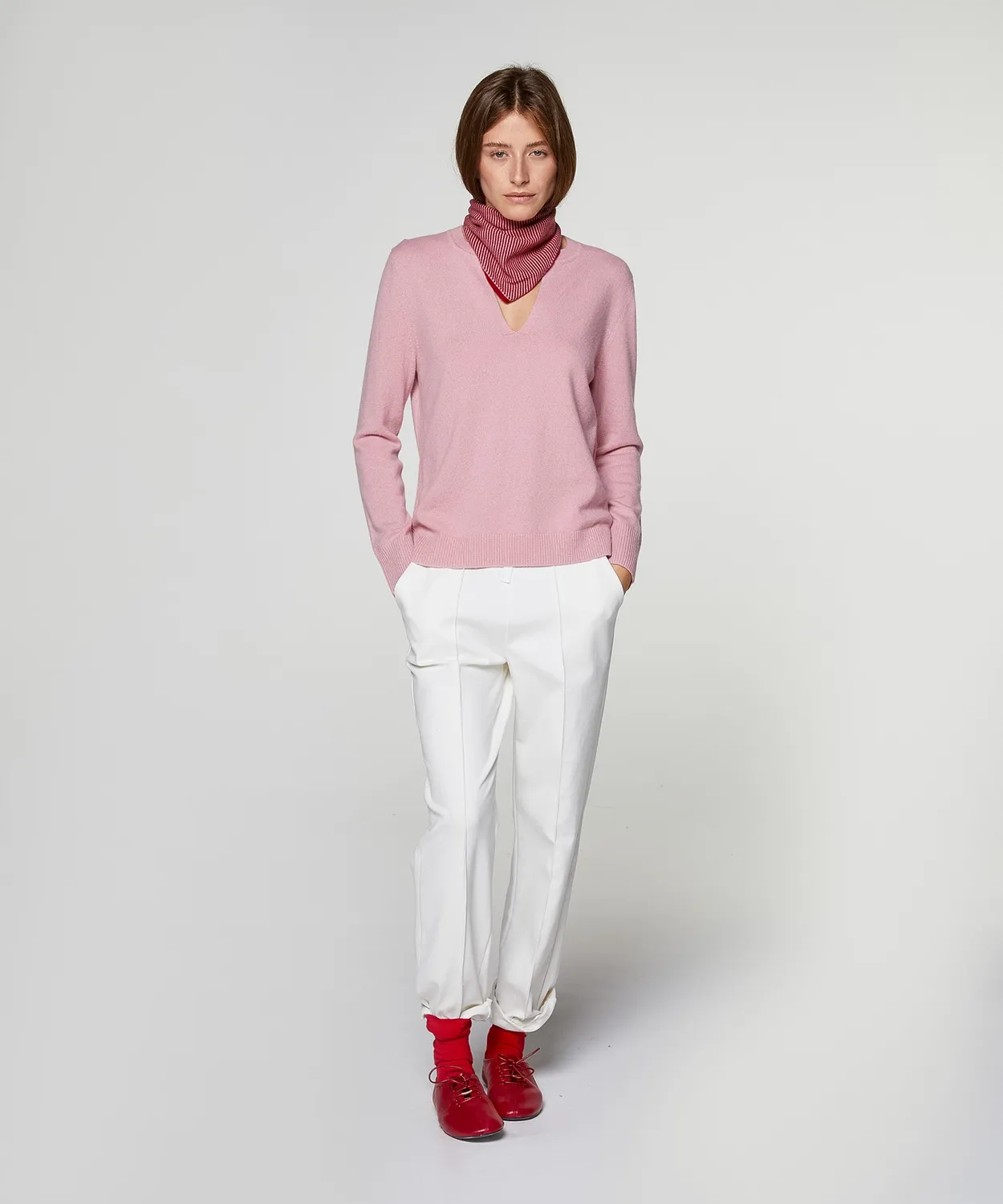 Rodier sciarpa triangolare cashmere rosa