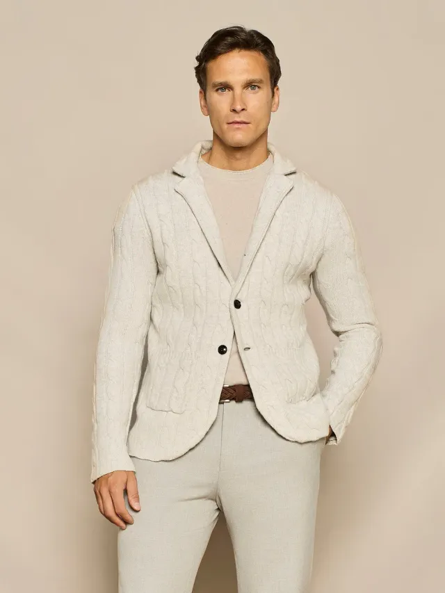 Paul Taylor Giacca trecce misto lana grigio mélange