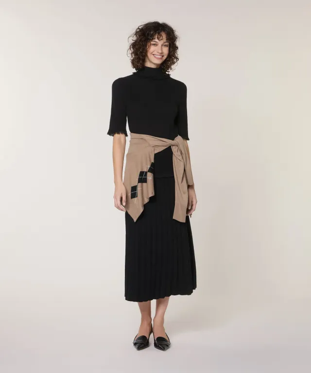 Rodier maglione dolcevita nero maniche corte