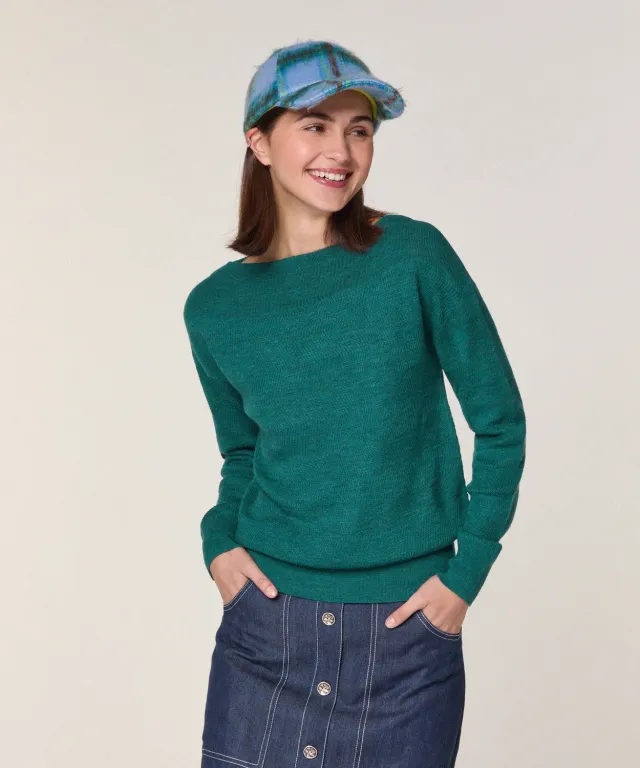 Rodier Maglione barchetta merino verde grigio