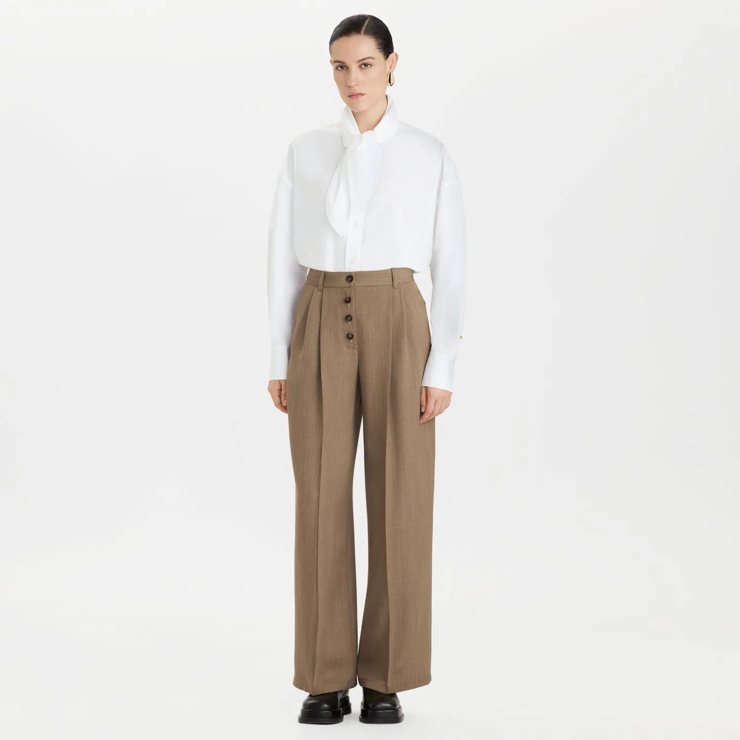 Ports 1961 PW426TWL01 pantaloni palazzo camel 36 lana