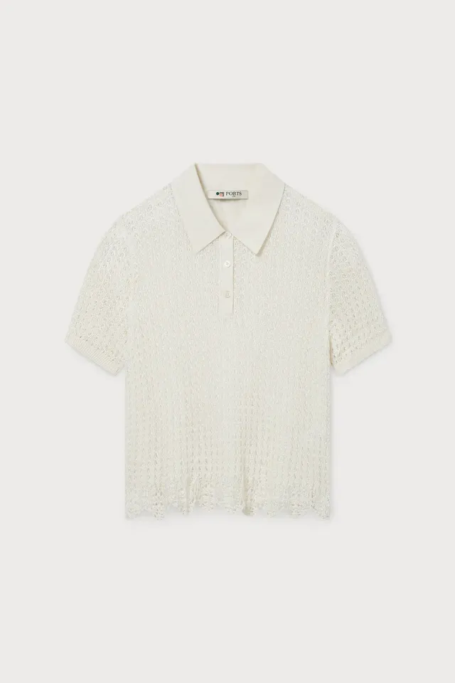 PORTS 1961 PW226KFC06 polo crema traforata maniche corte
